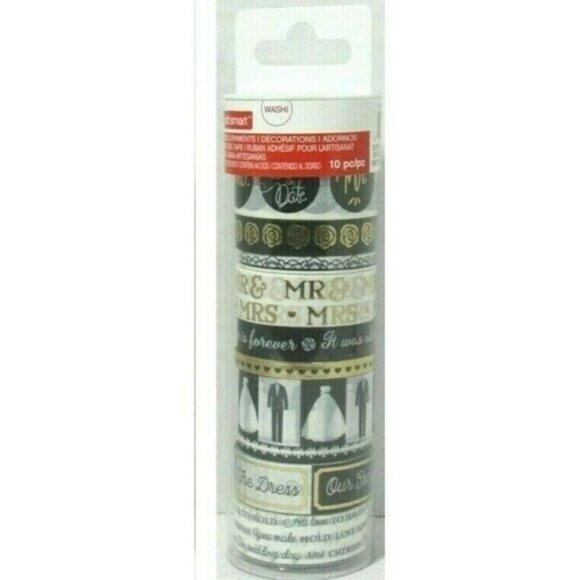 Wedding Craft Smart Washi Crafting Tape Embellishments Mr&Mrs Dress Love 10 Roll - Picture 2 of 8